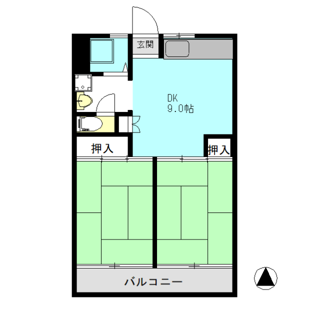 【賃貸マンション】 ２DK　コーポ三明　３階
